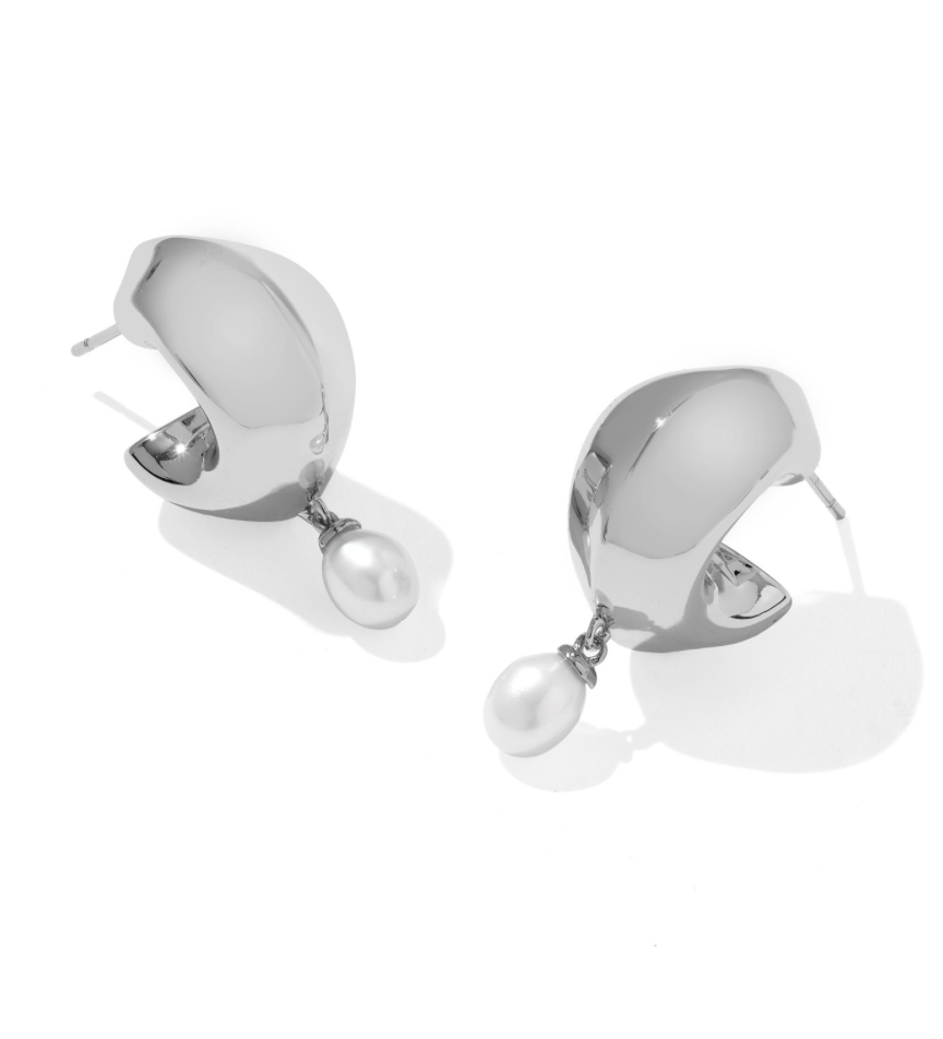 Oakland pearl huge earrings in silver freshwater pearl