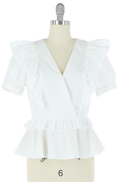 Overlapped Frill Blouse - Heart On A Hanger