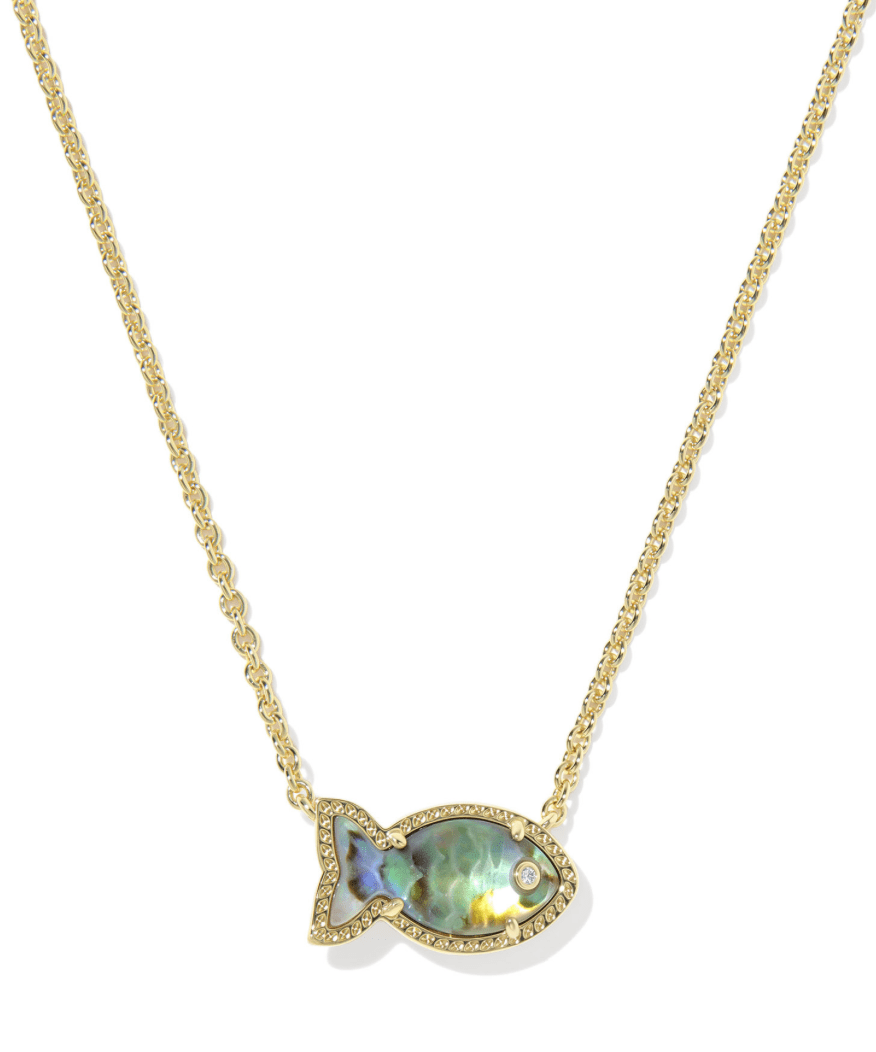 Parker fish necklace in gold abalone - Heart On A Hanger
