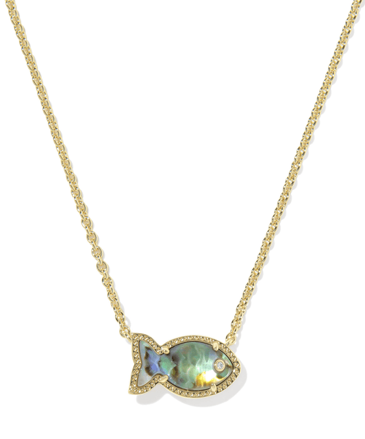 Parker fish necklace in gold abalone - Heart On A Hanger