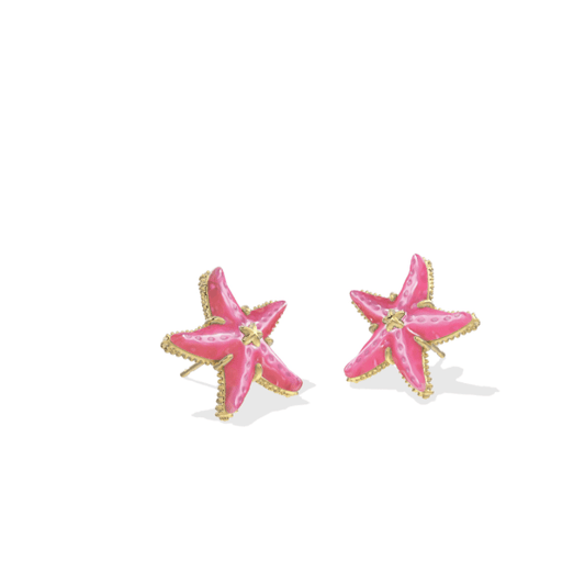 Parker starfish stud earrings gold bright pink mother of pearl - Heart On A Hanger