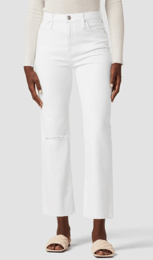 Remi copped straight leg jeans in deconstructed white - Heart On A Hanger