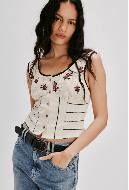 Rose bud knit top - Heart On A Hanger