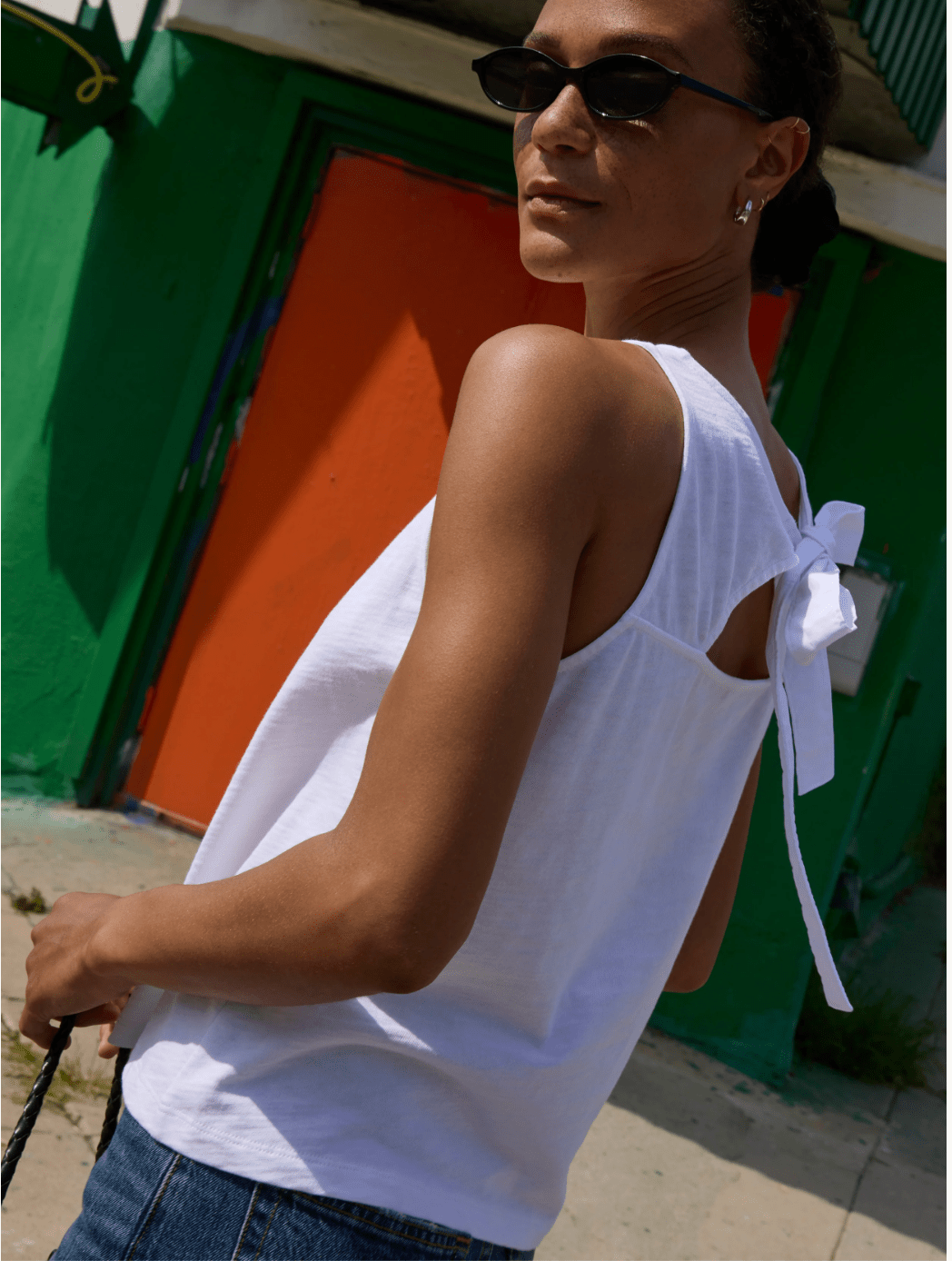 Sammi tie back tank in white - Heart On A Hanger