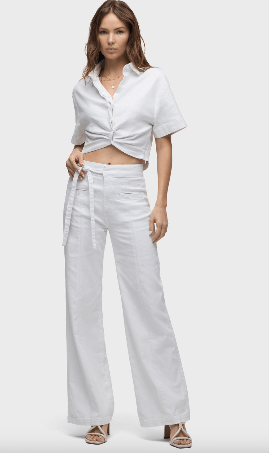 Tie waist pin tucked trouser pant - Heart On A Hanger