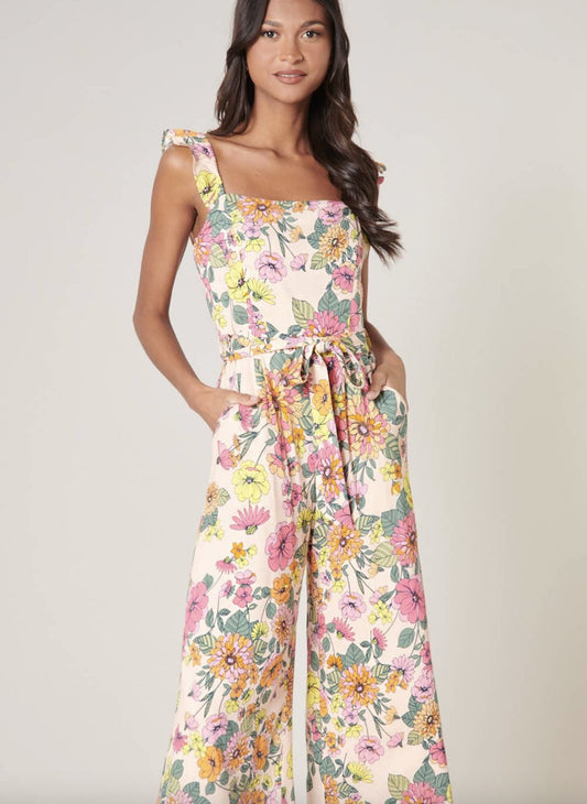 Twiggy Floral Wide Leg Sleeveless Jumpsuit - Heart On A Hanger