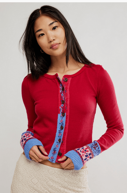 wtf noa cardi in crimson combo - Heart On A Hanger