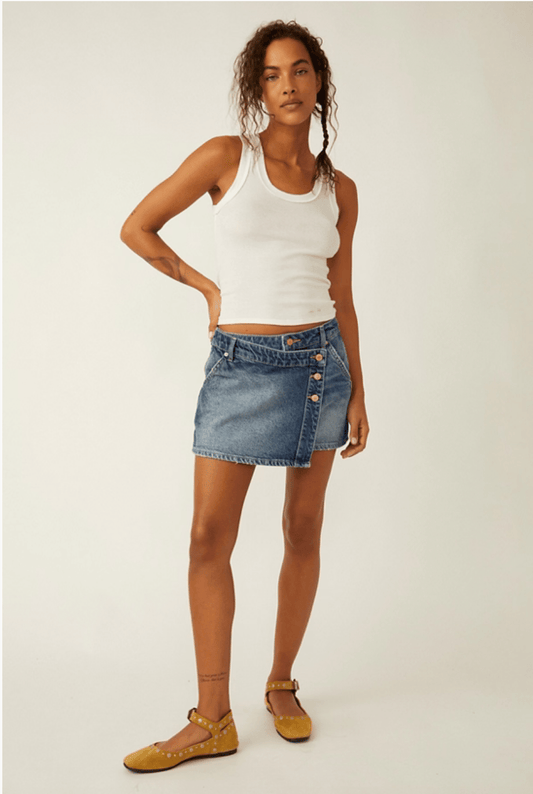 Wynne denim skirt in cornflower - Heart On A Hanger