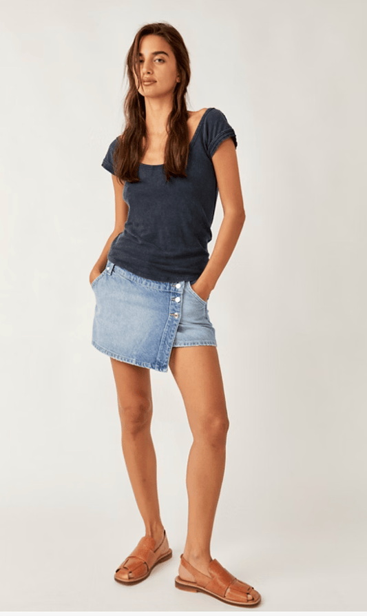 Wynne denim skirt in light indigo - Heart On A Hanger