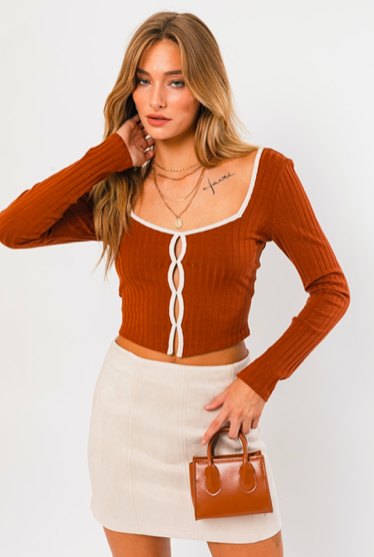 Rust Cut Out Top