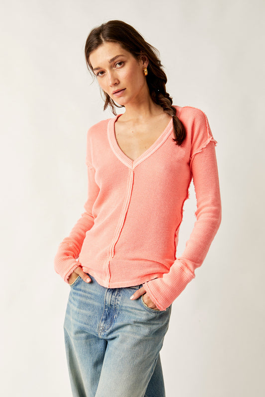 Sail away long sleeve in fluorescent coral