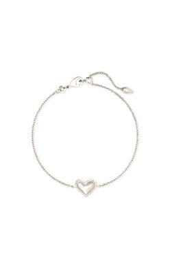 Ari heart delicate chain bracelet rhodium mother of pearl