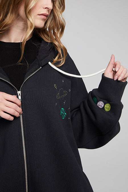Space embroidery zip up